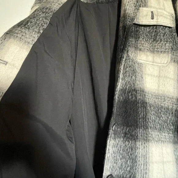 Old Navy Black and White Plaid Teddy Jacket - Picture 3 of 4
